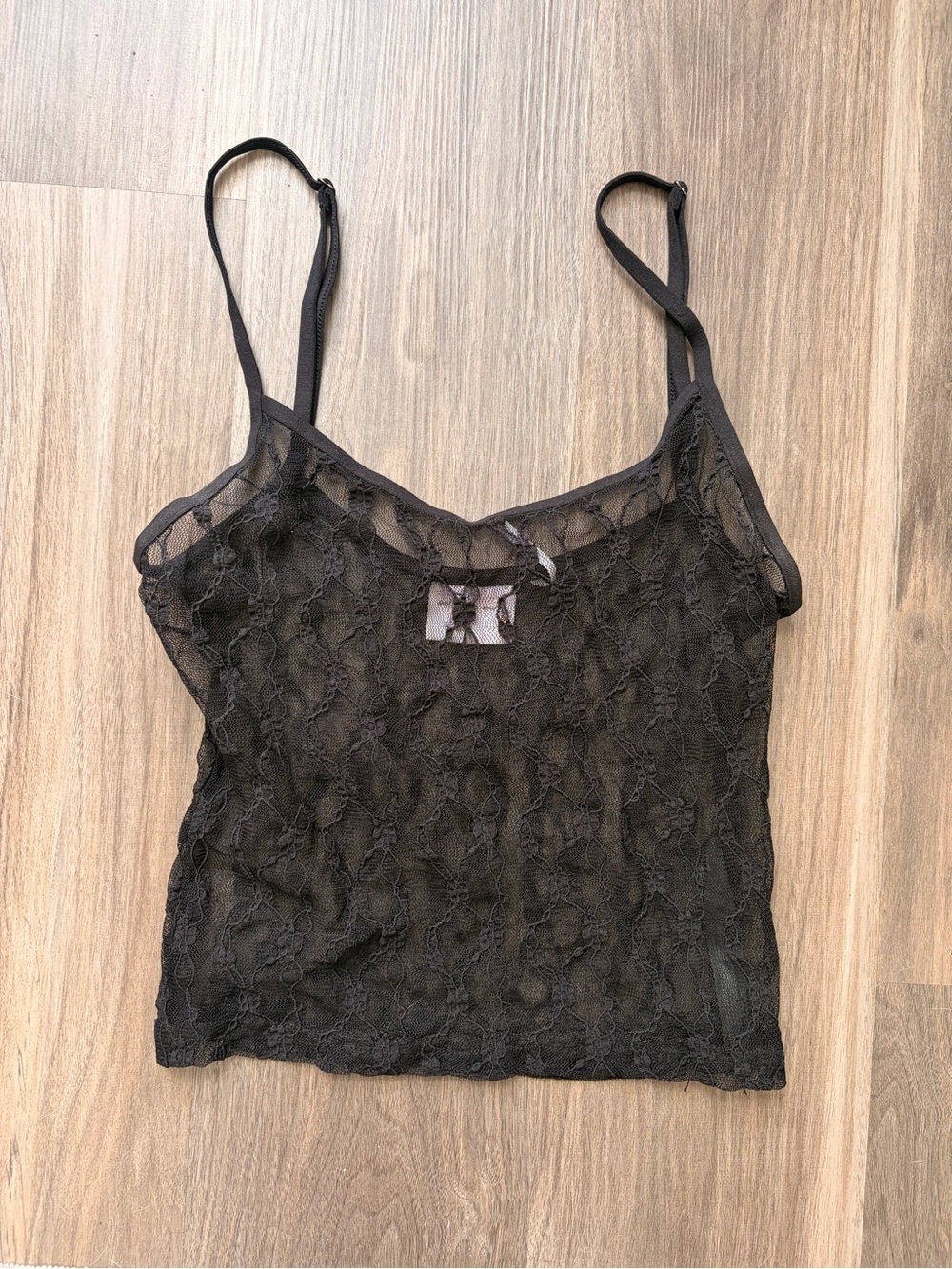 Urban Outfitters Black Lace Sheer Camisole with Adjustable Straps